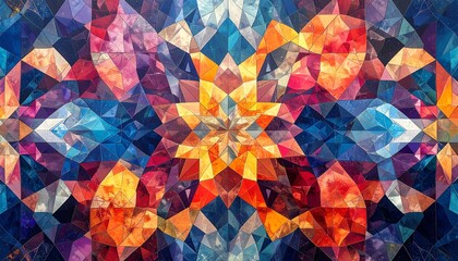 Geometric Kaleidoscope of Colors - A Vibrant Abstract Digital Art Composition.