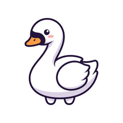 Cartoon White Goose Vector Illustration