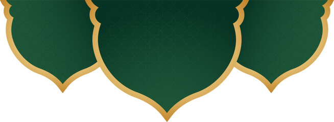 Green and gold triple mosque dome hanging decor element for islamic festival design © AdhinesaDaffa