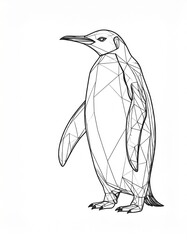 Geometric Penguin Illustration in Outline Style