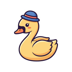 Adorable Cartoon Duck Wearing a Hat Illustration