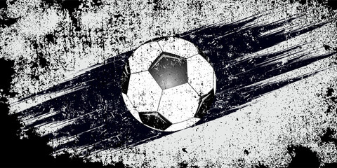 Soccer ball flew into the goal. Soccer ball bends the net, against the background of flashes of light. Soccer ball in goal net on blue background.