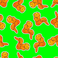 Fried chicken seamless pattern background. Fried chicken wings pattern. Cartoon fried chicken pattern background. Fast food pattern background.