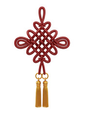 Obraz premium Elegant Red Chinese Knot Ornament With Gold Tassels, Traditional Symbol Of Luck And Prosperity