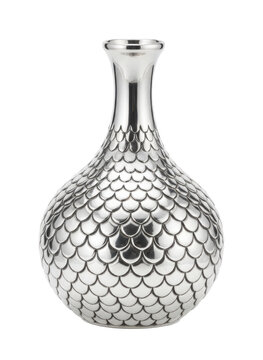 Silver Scales Glass Vase With Fish-Scale Pattern For Modern Home Decor Centerpiece