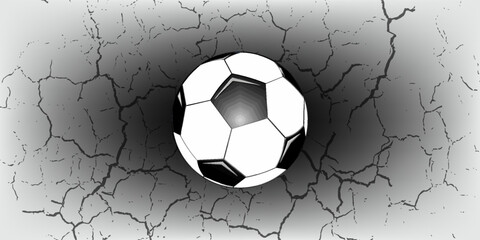 Soccer ball flew into the goal. Soccer ball bends the net, against the background of flashes of light. Soccer ball in goal net on blue background.