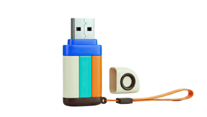 Colorful USB Flash Drive with Detachable Cap and Lanyard