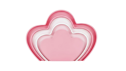 Layered Pink Hearts on White Background