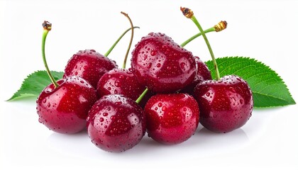 Fresh, juicy cherries with water droplets, a vibrant and delicious fruit arrangement.