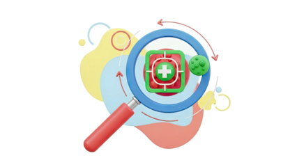 Magnifying Glass on Medical Target with Abstract Shapes