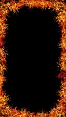 fire frame on black background with copy space