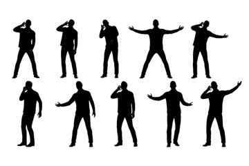 vector silhouettes of singing people