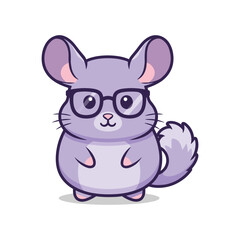 Obraz premium Cute Cartoon Chinchilla Wearing Glasses Illustration