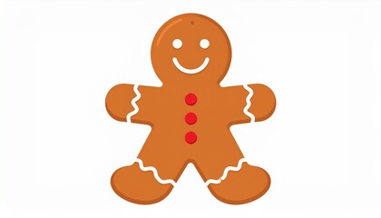 Gingerbread Man Cookie Isolated on White Background - Festive Holiday Treat.