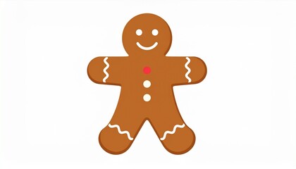 Gingerbread Man Cookie Isolated on White Background for Christmas Holiday Season.