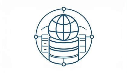 Global Data Network - Illustrative Icon of Worldwide Information and Database Connectivity.