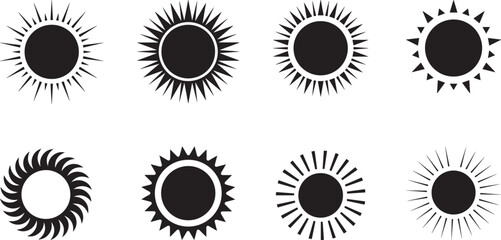 sun icon with sunburst pattern representing sunlight, energy, summer, brightness, and radiant abstract designs. Sun energy Icon bright and radiant design Illustration web, and seasonal projects.