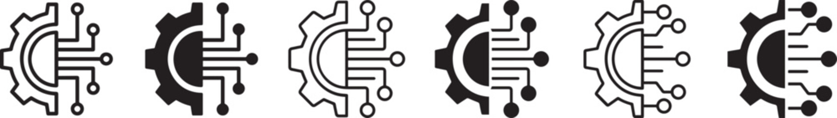 mechanical gears or cogwheels icon representing machinery, engineering, industrial processes,
