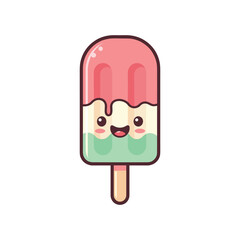 Cute Cartoon Ice Cream Vector Illustration