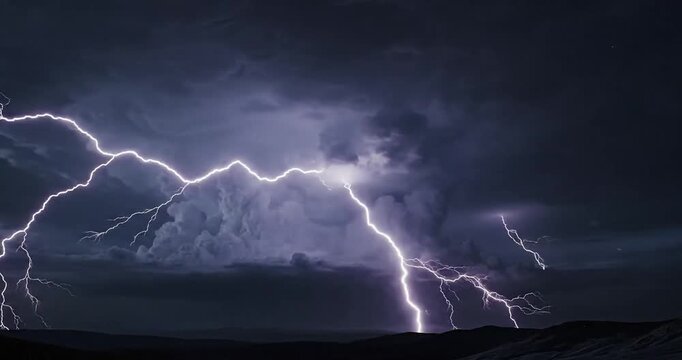 Dramatic stormy weather with lightning.