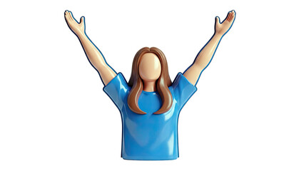 3D Render of a Person with Arms Raised in Celebration