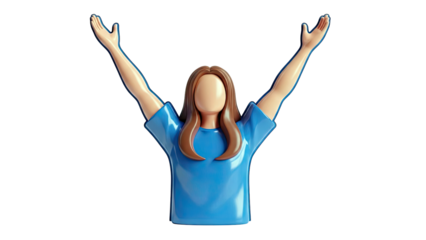 3D Render of a Person with Arms Raised in Celebration