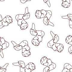 Doodle fried chicken seamless pattern background. Fried chicken wings doodle pattern. Doodle fried chicken wings pattern background. Fast food doodle pattern background.