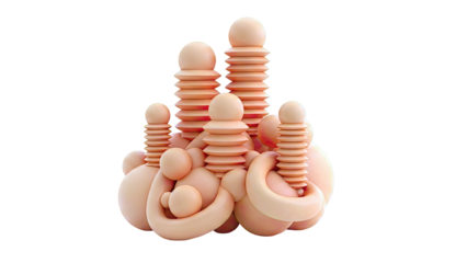 Abstract 3D sculpture of stacked orange forms