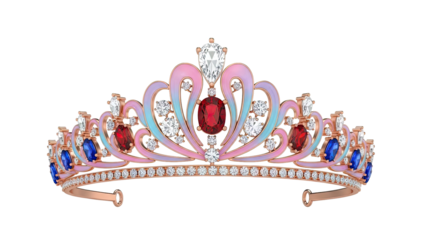 Ornate Tiara with Rubies, Sapphires, and Diamonds