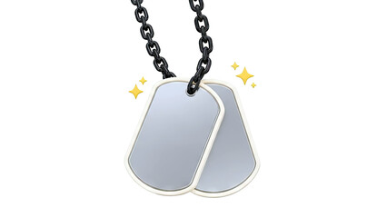 Two Silver Dog Tags on a Black Chain with Sparkle Accents