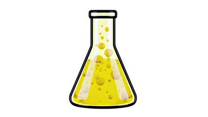 Yellow Liquid with Bubbles in Erlenmeyer Flask