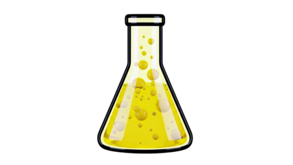 Yellow Liquid with Bubbles in Erlenmeyer Flask