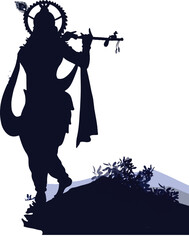 shree krishna devotional background with bansuri and mor pankh © theditech