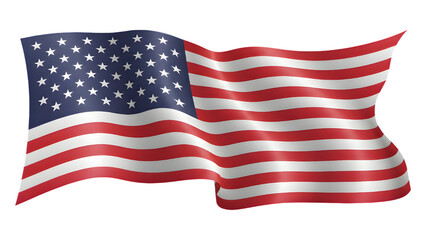 Fototapeta premium Waving United States of America Flag with Stars and Stripes on White Background USA flag American flag