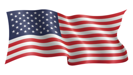 Waving United States of America Flag with Stars and Stripes on White Background USA flag American flag