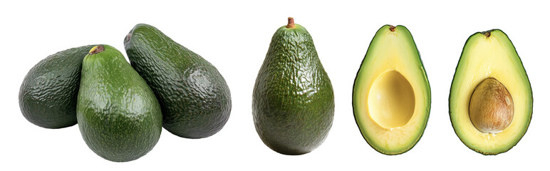 Variations of avocados: multiple, single, and cut