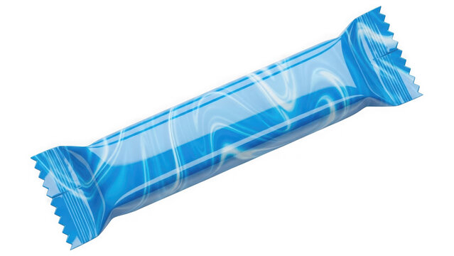 Blue wrapped candy bar on transparent background