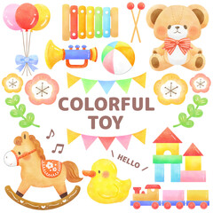 Obraz premium Colorful Toy Illustration Set