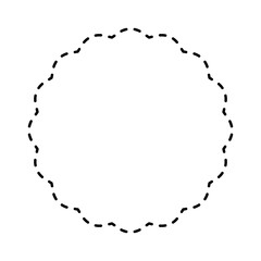 Hand Drawn Black Dashed Wavy Circle Frame Outline