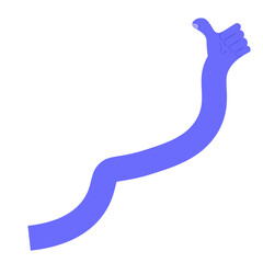Long Flexible Bendy Purple Arm Thumbs Up Vector Illustration