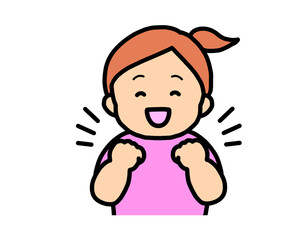 喜ぶ(ガッツポーズ)茶髪の女の子