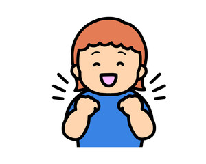 Obraz premium 喜ぶ（ガッツポーズ）茶髪の女の子