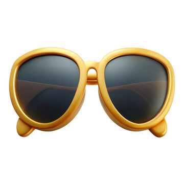 3d vintage sunglasses with thick yellow frame isolated on transparent background