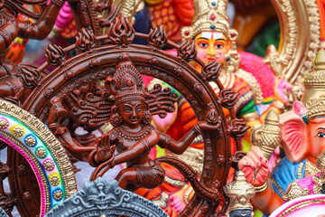 Fototapeta premium Lord nataraja idol displayed for sale in a shop for the golu festival