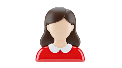 3D Avatar of a Woman with Brown Hair and Red Dress