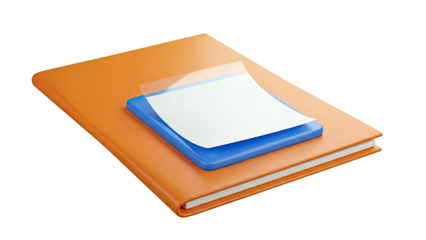 Orange Folder with Blue Pad and Paper