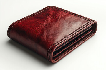 Elegant Burgundy Wallet Isolated on White Background Floating