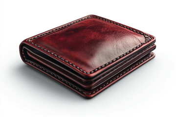 Detailed Professional Photograph of Burgundy Leather Wallet Flying