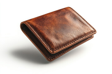 Rich Burgundy Leather Wallet Floating Gracefully in Air