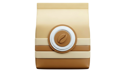 Stylized 3D Coffee Bean Bag Icon